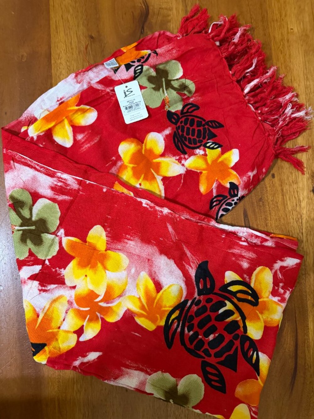 Island Sense Red Hawaiian Honu Sea Turtle Rayon Sarong Wrap NWT